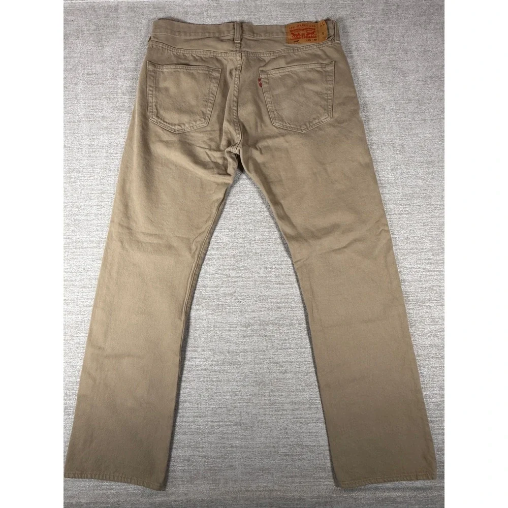 Levi's 501 Original Fit Pants Mens 35/32 Khaki Tan Cotton Twill Button Fly
